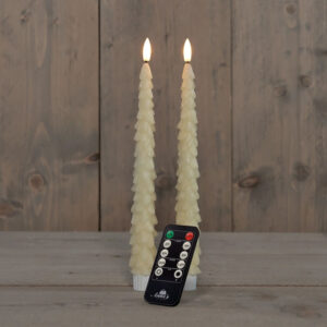 2st LED dinerkaarsen ivoor kerstboom 27cm