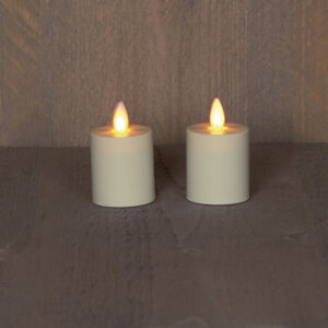 2x LED waxine kaarsen Ivoor bewegende vlam 8cm