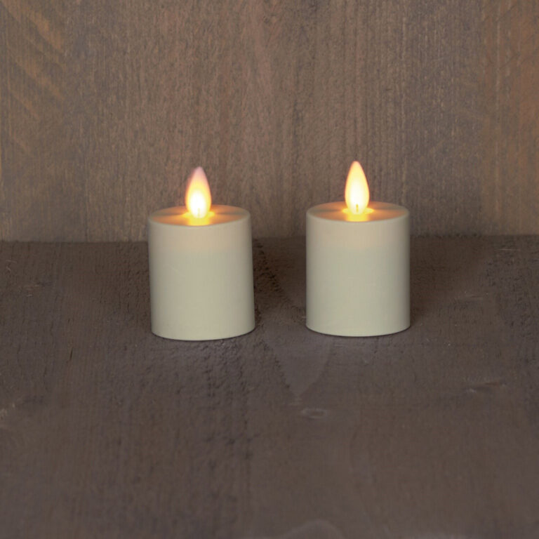 2x LED waxine kaarsen Ivoor bewegende vlam 8cm