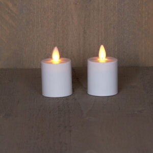 2x LED waxine kaarsen Wit bewegende vlam 8cm