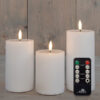 3x LED kaarsen Wit wax rustiek 3D vlam USB oplaadbaar