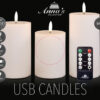 3x LED kaarsen Wit wax rustiek 3D vlam USB oplaadbaar