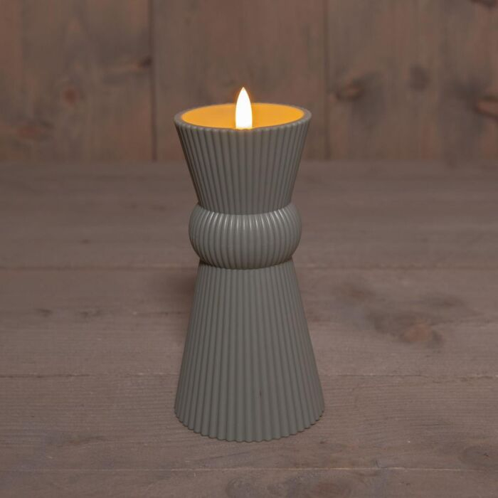 Buiten LED kaars 3D Vlam 8X17,5cm - Olijf Groen