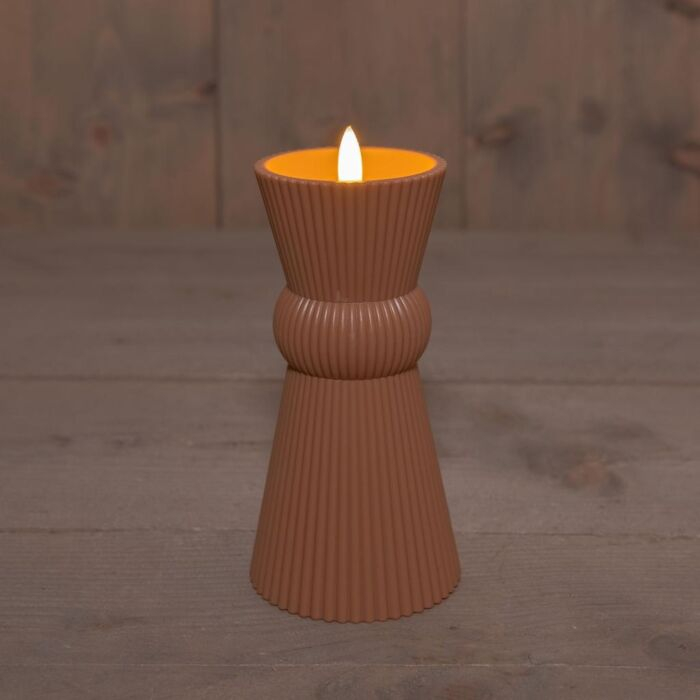 Buiten LED kaars 3D Vlam 8X17,5cm - Terra
