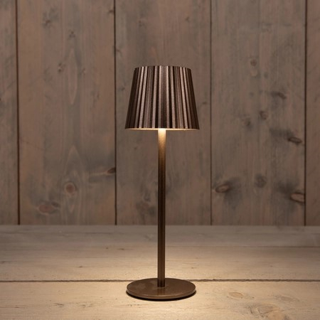 Draadloze LED tafellamp dimbaar Brons Ribbel