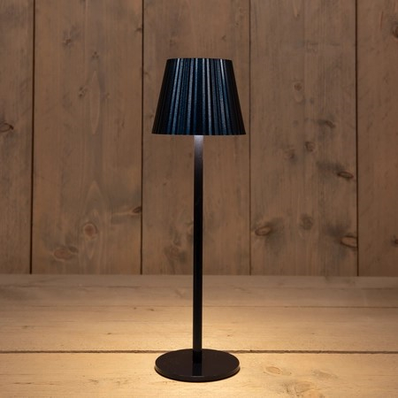 Draadloze LED tafellamp dimbaar Mat Zwart Ribbel