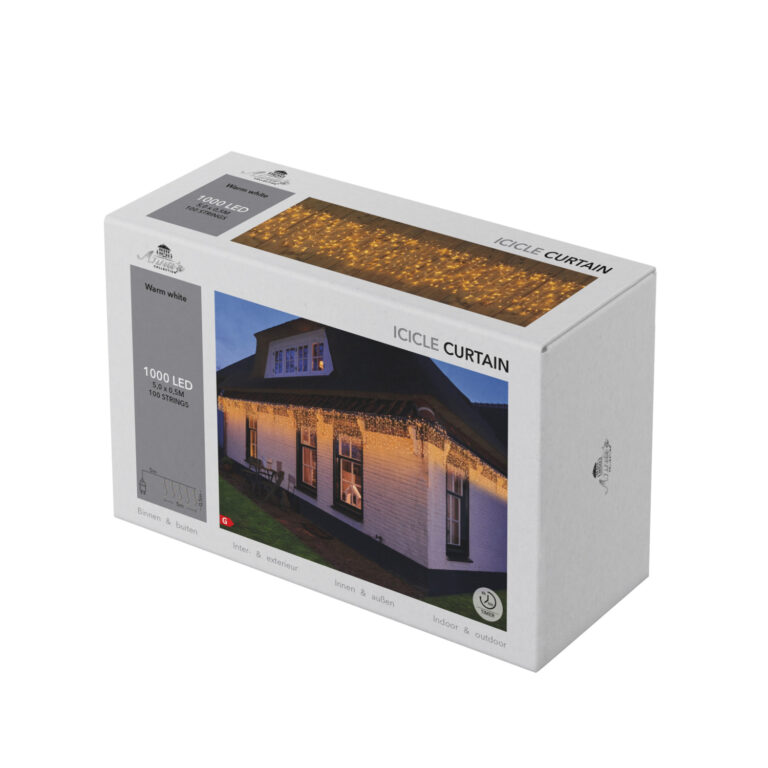 Gordijn Ijspegelverlichting 500cm - 1000 LED Warm Wit