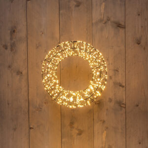 LED 3D krans zwart 36x8cm - 1200LED classic warm + Flash