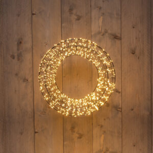 LED 3D krans zwart 48x10cm - 1440LED classic warm + Flash