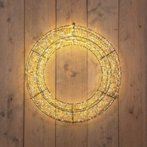 LED 3D krans zwart 58x12cm - 1800LED Luxury Color + Flash