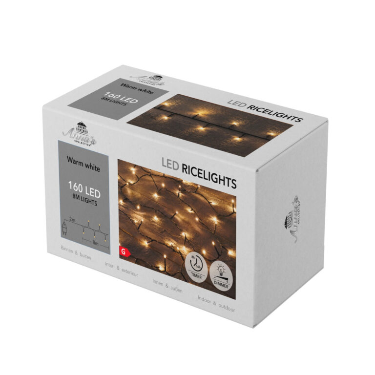 Ricelight verlichting 160 LED Warm Wit 8 meter